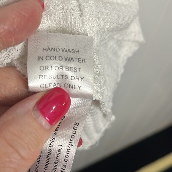 In Loom Womens Top M Cream Blue Red Waffle Knit Boho Sleeves Smocked Cuffs Soft - Picture 8 of 13